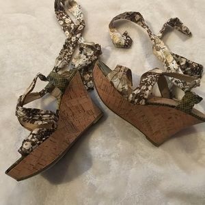 Guess Lace Up Cork Wedge